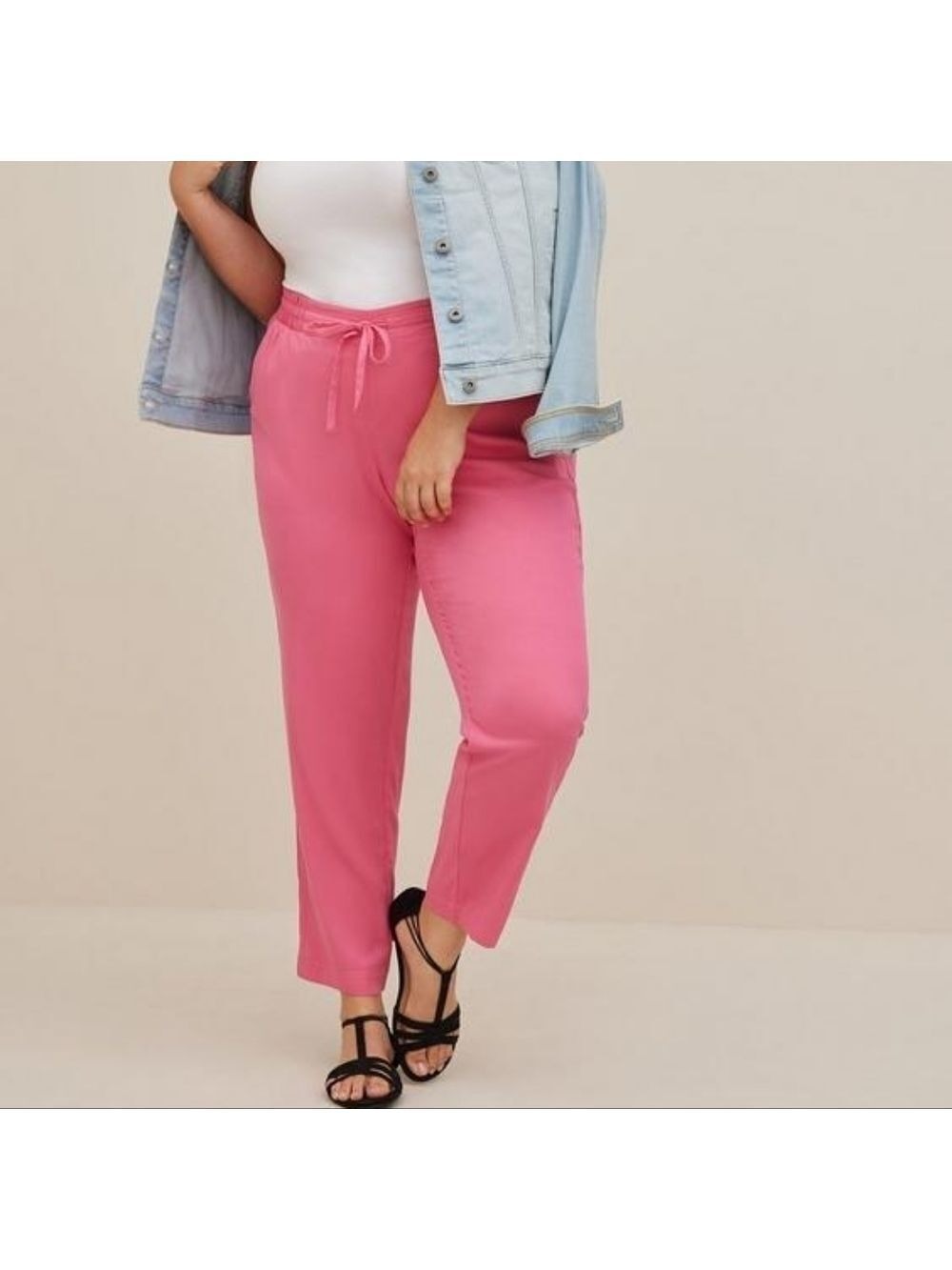 3X Short • Torrid • Relaxed Taper Stretch Challis High-Rise Tie-Front Pant